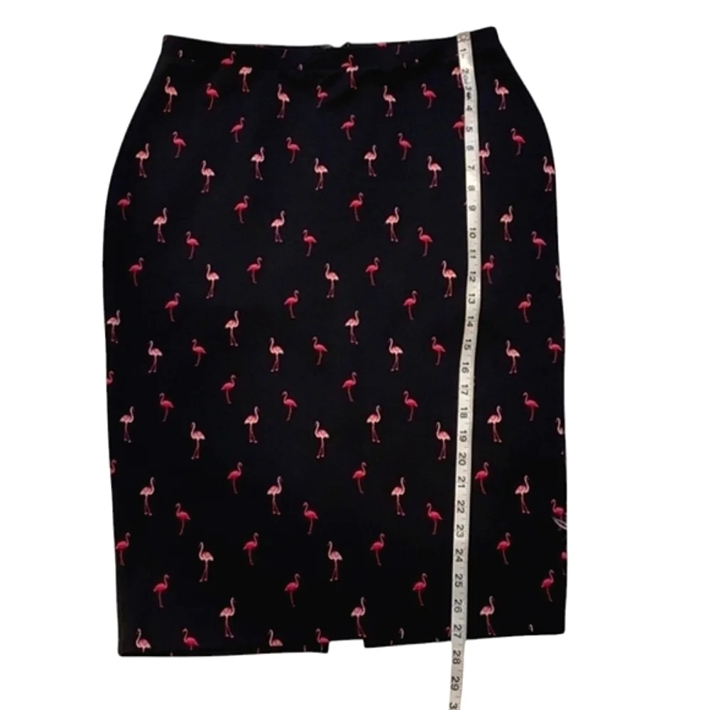 I Heart Ronson Pink Flamingo Pencil Midi Skirt. Back Slit, Back Zip. Has Stretch - Picture 5 of 7